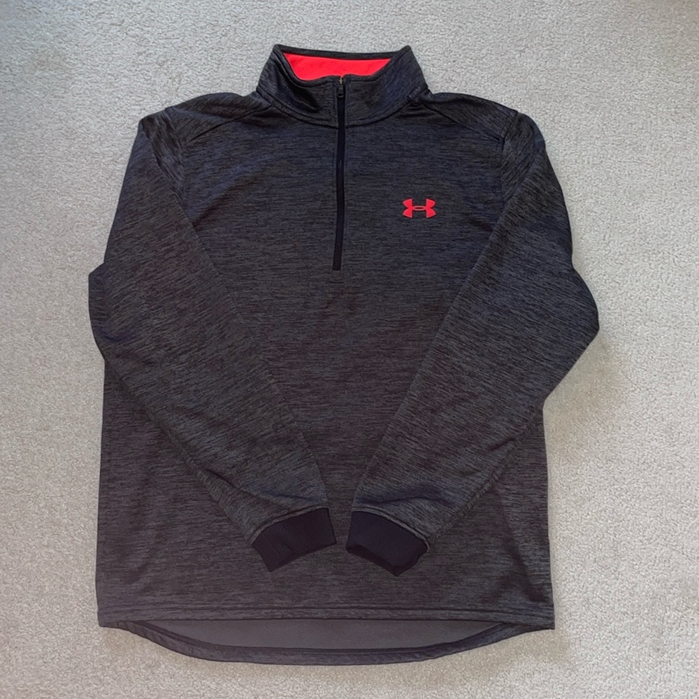 Men’s Under Armour Half Zip Pullover, Large, Charcoal Grey space dye